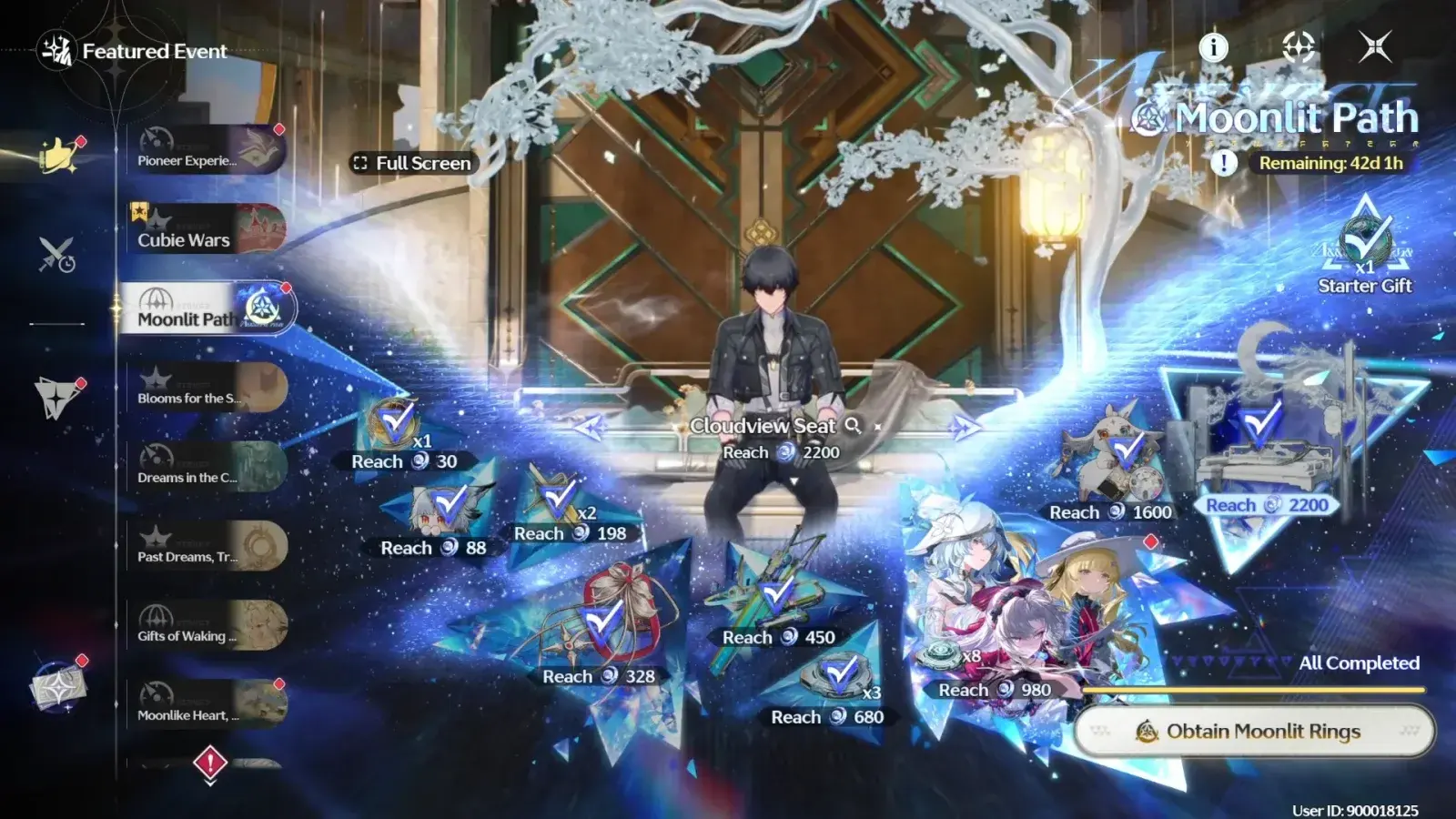 Cloudview Seat collection item previewed with Rover seated, the 2,200 Moonlit Ring reward of Wuthering Waves 3.7
