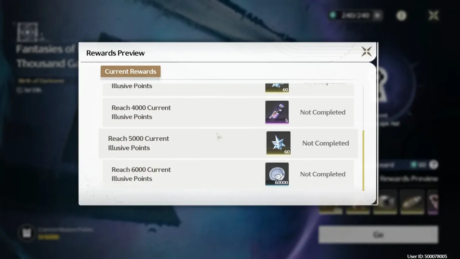 Fantasies of the Thousand Gateways rewards preview: 60 Astrite at 5,000 Illusive Points