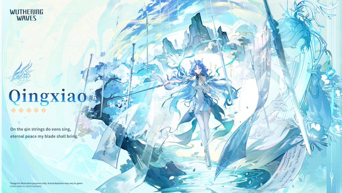 Qingxiao official drip marketing art - 5-star Aero Sword resonator in Wuthering Waves patch 3.6